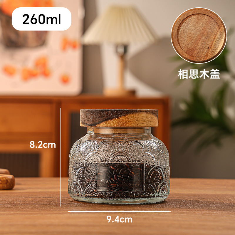 Retro en relieve Begonia flores vidrio almacenamiento de latas de sellado doméstico granos de café flores de té nueces almacenamiento de latas de gran abdomen