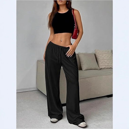 Women Wide Leg Sweatpants Cargo Pants High Waist Sports Pants Loose Joggers Casual Trousers with Pockets