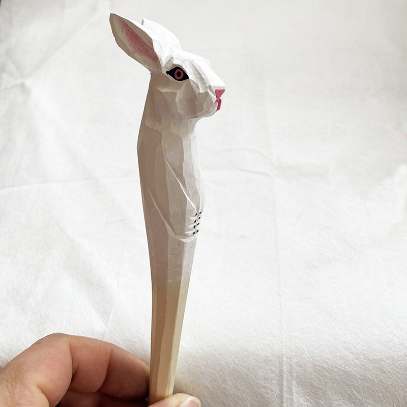 Jirafa elefante lindo animal de dibujos animados pluma tallada a mano creativa pluma de madera talla de madera pluma de gel DIY