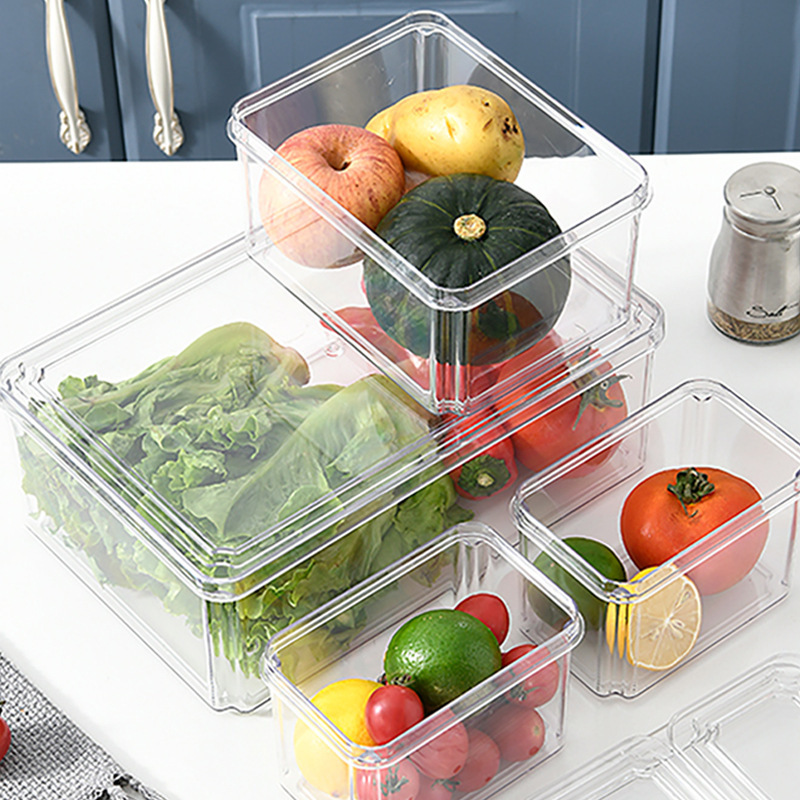 Caja de almacenamiento de PET con tapa para frutas y verduras refrigerador organizador de cocina