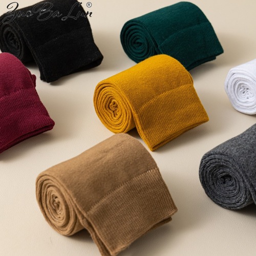Socks for women in spring and autumn, Korean style calf socks, Japanese solid color college style stockings, autumn and winter thin calf pressure over-the-knee socks