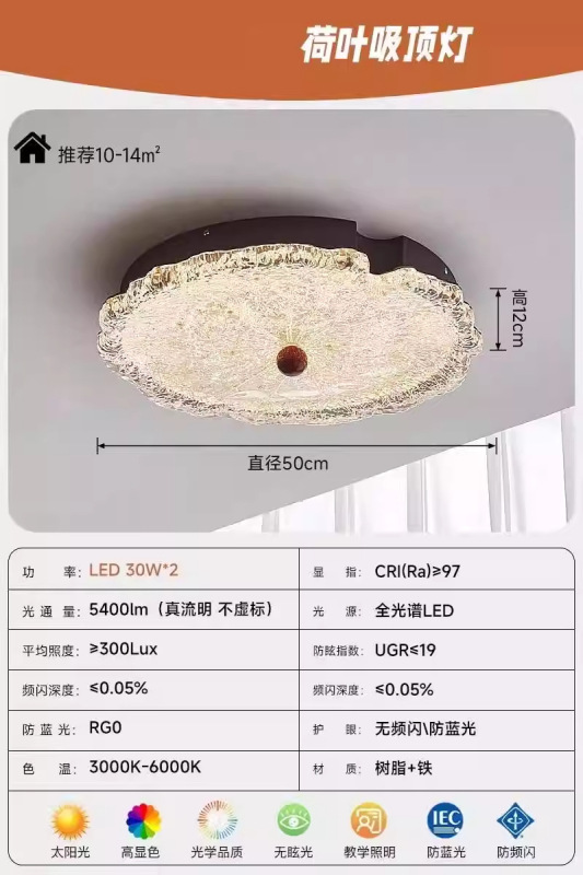 金箔蓮の葉フレンチ中世寝室の天井ランプライト高級レトロリビングルーム書斎寝室の天井ランプ中山照明|undefined