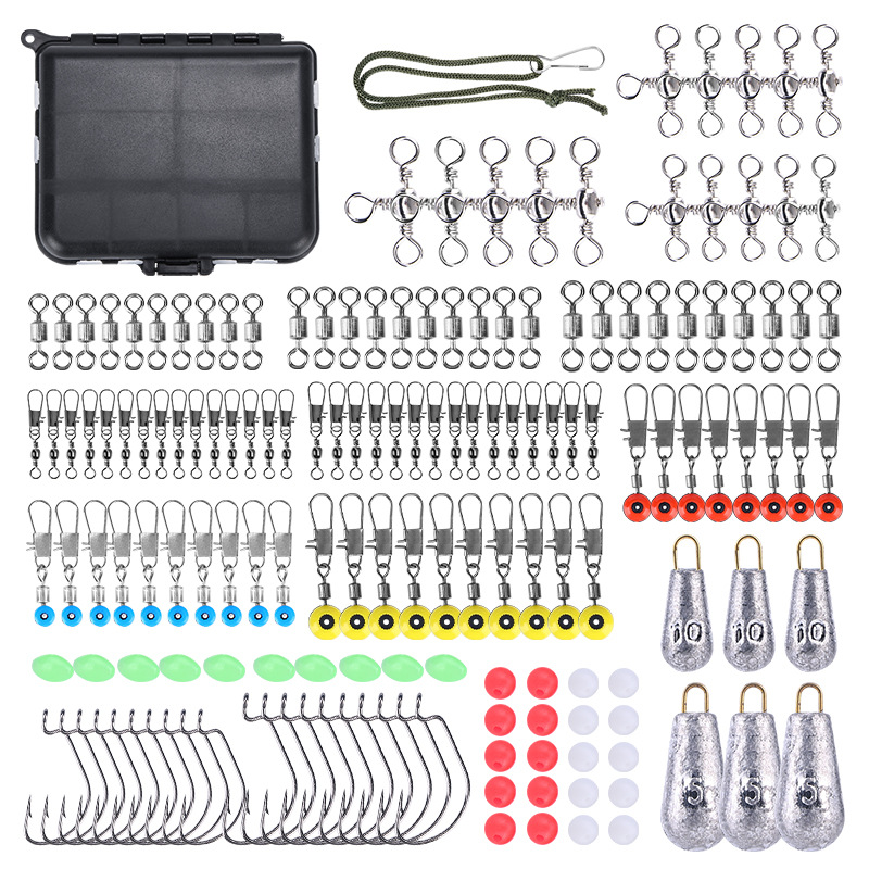 Weihe 160 piezas de gancho de manivela colgante de plomo combinación traje de tres-tenedor giratorio del grano 8-anillo conector espacio Frijol