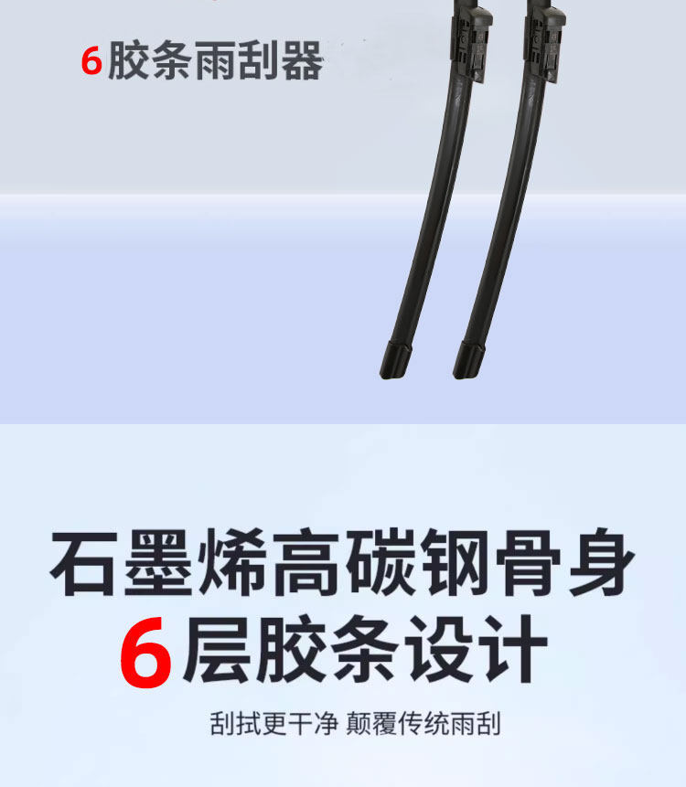 Six-layer rubber strip wipers suitable for Zero Run C10/S01/t03/C01/Frameless Silent HD 6-Rubber-Strip Wipers