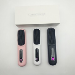 跨境热卖多款无线负离子直发梳充电陶瓷电梳子直发器卷直两用批发