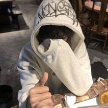 字母刺绣连帽卫衣男重磅加绒高街美式秋冬宽松百搭潮流情侣外