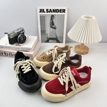 厚底运动德训鞋系带圆头复古丑萌板鞋2025秋季新款美拉德风代发