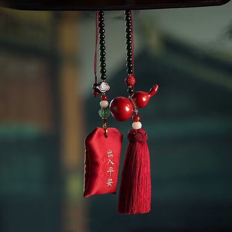 Imperial Sand Cinnabar Gourd Lucky Bag Car Pendant for Men and Women, High-End Car Interior Decoration, Safe Journey, 2026 New Model