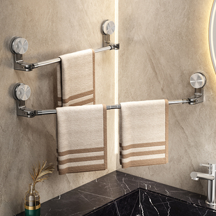 Suction Cup Rotating Towel Rack Bathroom Punch-Free Towel Bar Bathroom Telescopic Towel Rack Storage Hanging Shelf