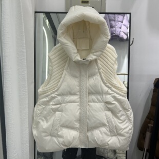2025 New Autumn and Winter Off-Season down Jacket Women's Vest Short Hooded Thickeneded Knitted Wool White Duck down Jacket