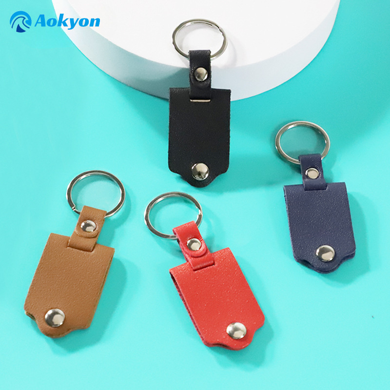 Retro Style Leather DIY Blank Heat Transfer Photo Keychain Pu Leather Multi-Color Leather Photo Frame Keychain Wholesale