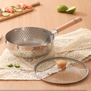 Japanese Stainless Steel Snow Pan Household Small Milk Pot Non-Stick Pot Noodle Soup Pot Instant Noodle Pot Induction Cooker Xiaoxizhijin