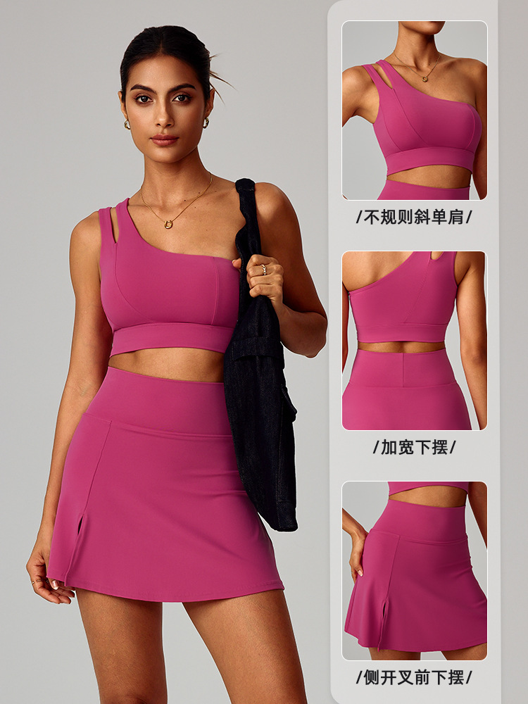Bra de hombro inclinado transfronterizo trajes de yoga para mujeres trajes de fitness casuales para correr trajes deportivos para mujeres 6358