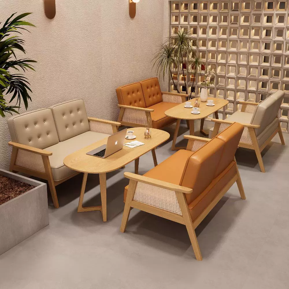 简约餐厅卡座沙发饭店火锅店餐桌椅西餐厅咖啡厅奶茶店桌椅组合