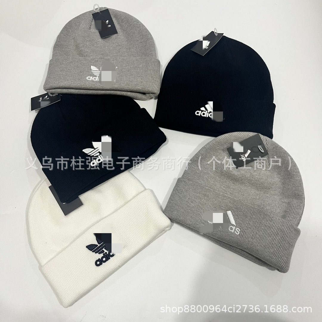 帽子防寒冷帽洋气帅气韩版ins休闲保暖字母针织帽毛线帽子三道杠