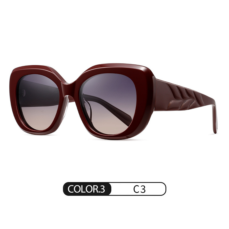 Gafas de sol de montura grande con sentido premium para mujeres europeas y americanas S32121 Gafas de sol polarizadas con placa anti-ultravioleta de tendencia retro