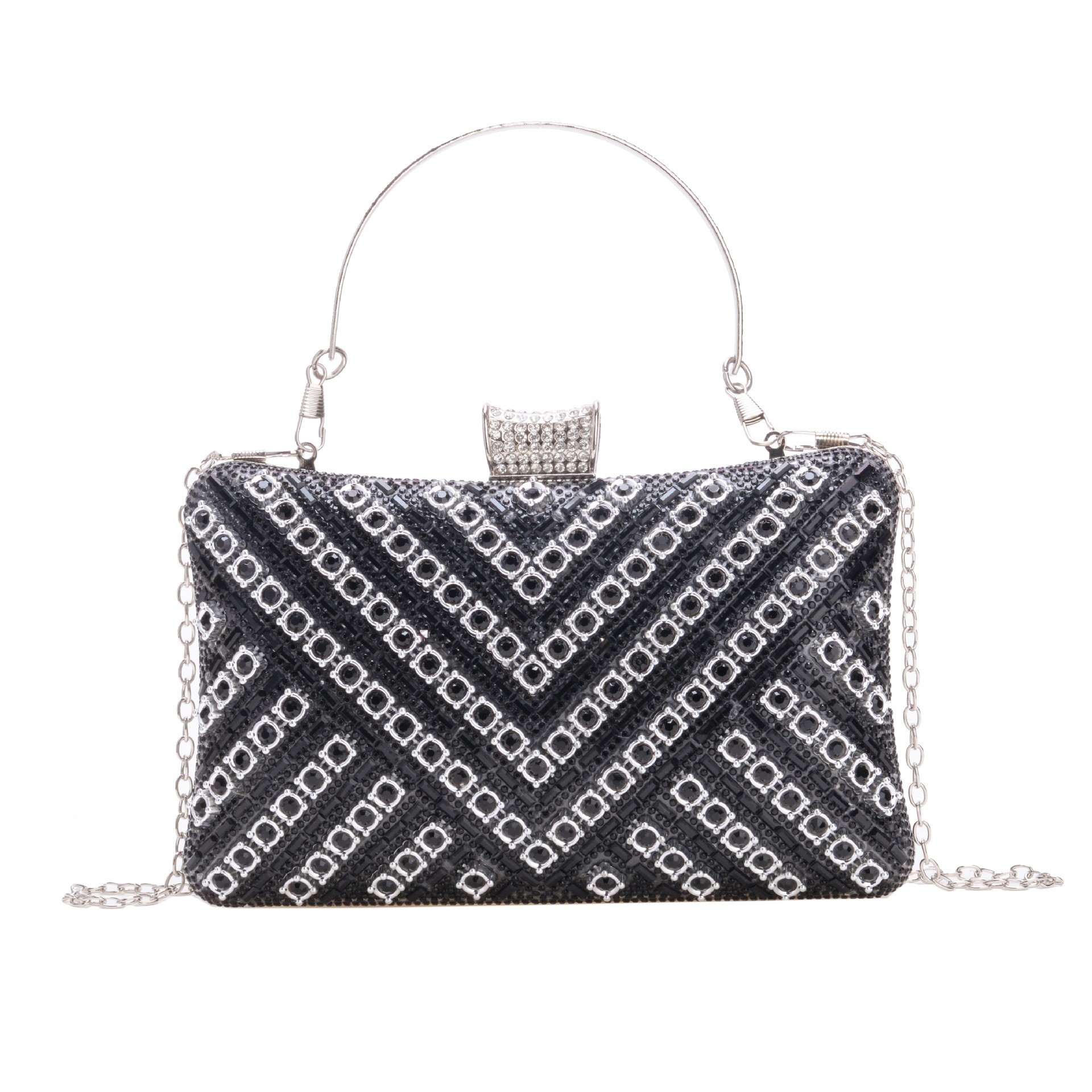 Bolsa de cena de lujo ligero transfronterizo de alto nivel de dama fiesta bolsa de mano de diamante de diamantes de color cadena bolsa de cena