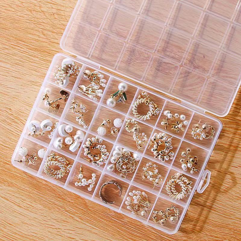 Transparent Multi-Grid Nail Art Jewelry Box Jewelry Earrings Earrings Storage Box Beaded Necklace Jewelry Necklace Jewelry Box