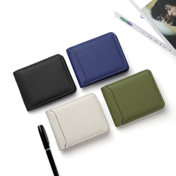 Men's wallet with a high-end feel, large capacity, multiple card slots, men's PU leather short wallet