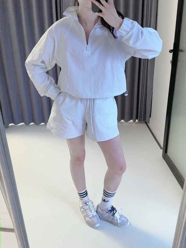 Alo 日焼け止めジャケット ショートパンツ ハーフジッパー スリム 速乾 カジュアル ルーズ ランニング スポーツ 日焼け止めスーツの正しいバージョン|undefined