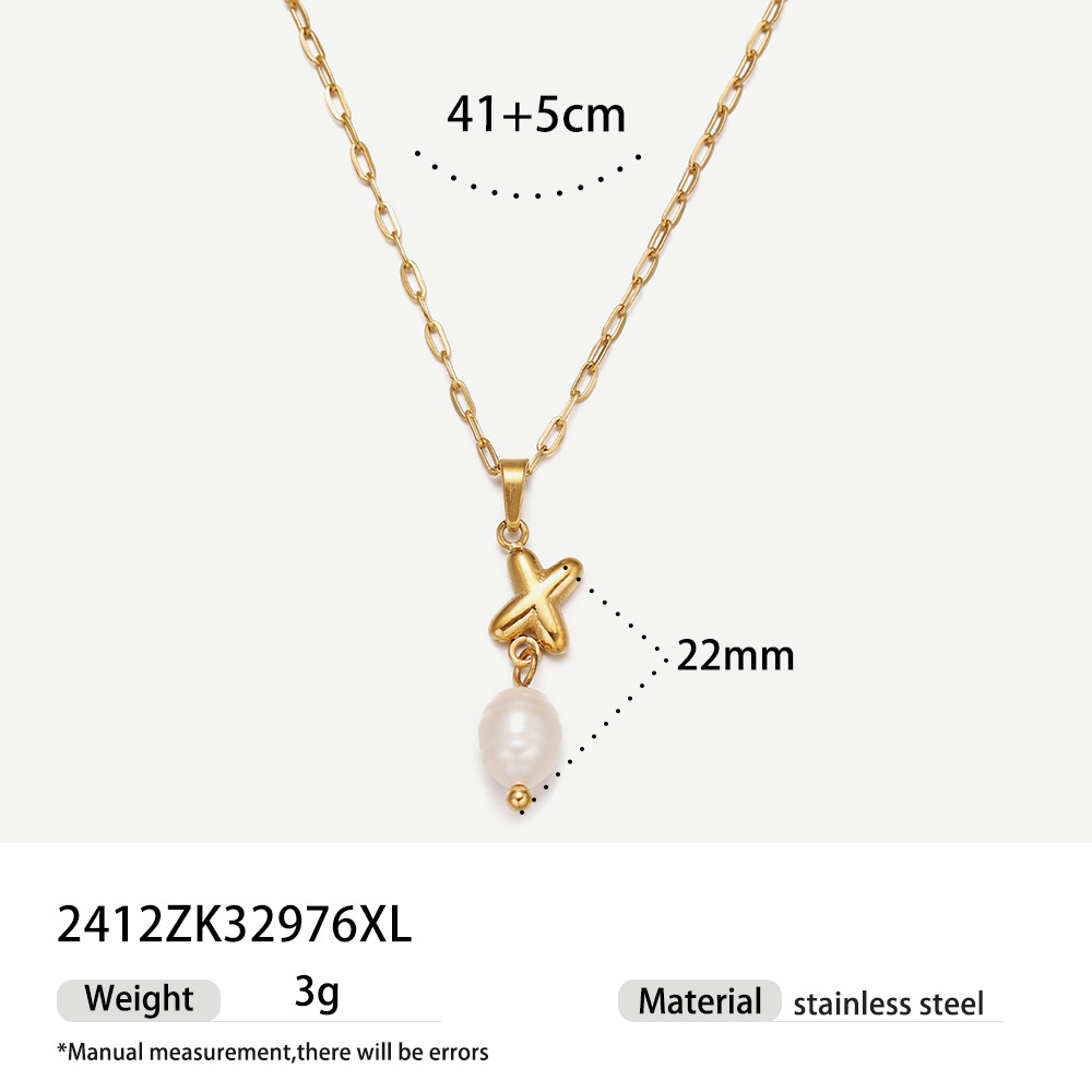 TENA collar de acero inoxidable de perlas verdaderas simplista de alto nivel nicho de diseño de acero de titanio collar de collar para mujeres image 52