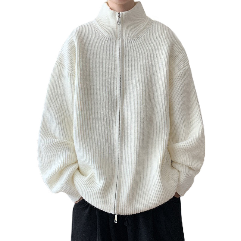 Explosiones transfronterizas de tamaño europeo suéter cardigan camisa de punto de color sólido para hombres y mujeres chaqueta con cremallera fábrica de moda al por mayor