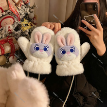 疯狂动物城毛绒手套秋冬季朱迪尼克学生骑车冬天挂脖保暖连指全包
