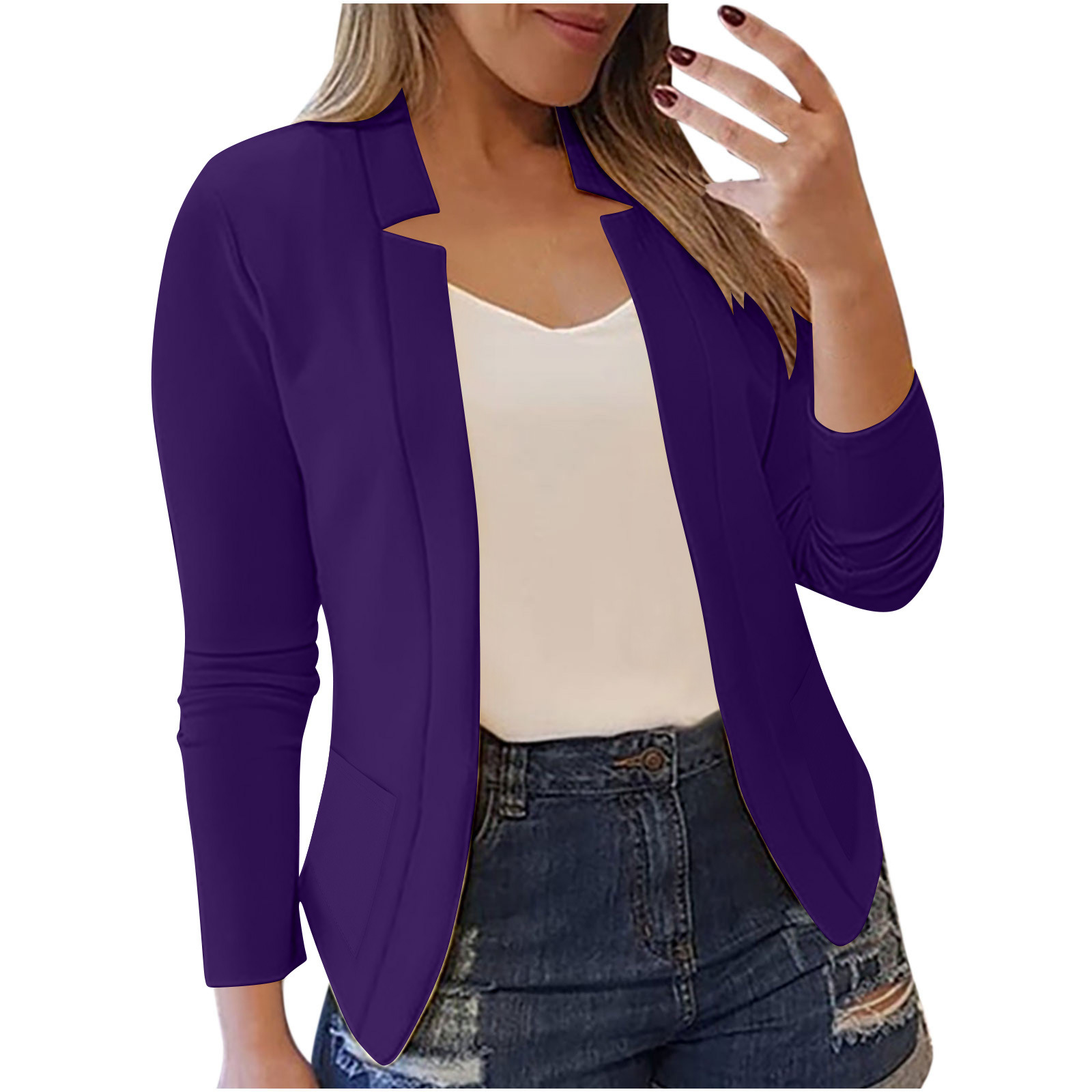 Casual Professional Blazer Jacket For Women In Solid Colour_voghion.com