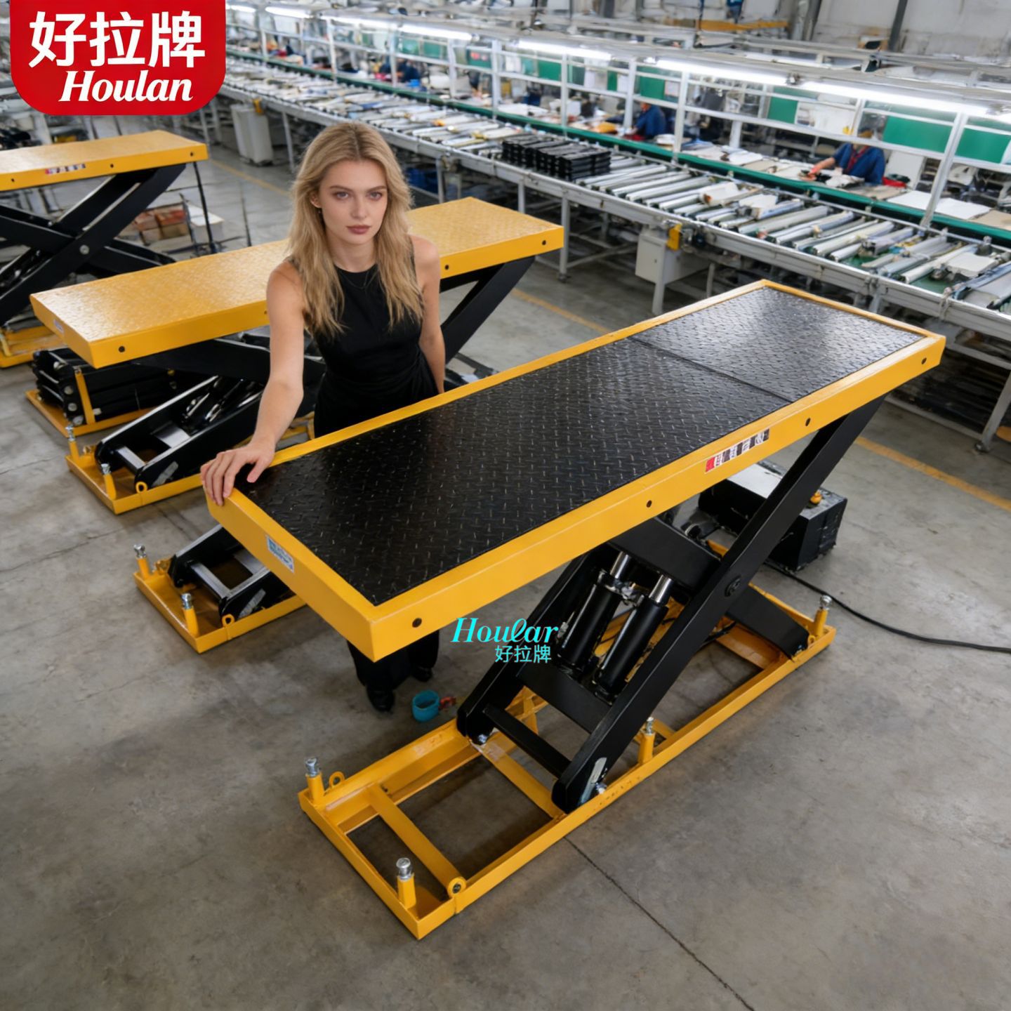 hoular非标好拉1/2吨固定式升降平台电动液压举升自动小型升降机