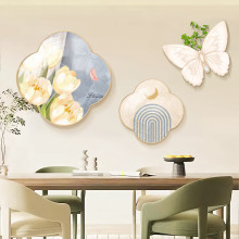 现代简约奶油风餐厅客厅沙发背景墙装饰画高级感发光挂画北欧创意