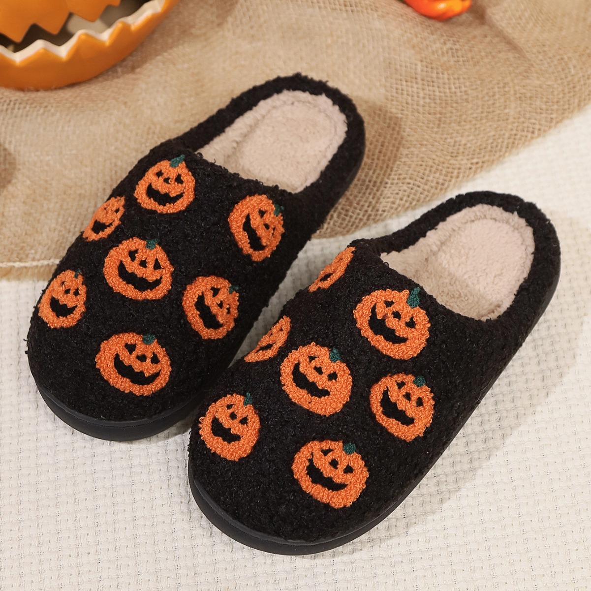 Halloween small order Halloween pumpkin autumn and winter cotton slippers home indoor _viptrois.com