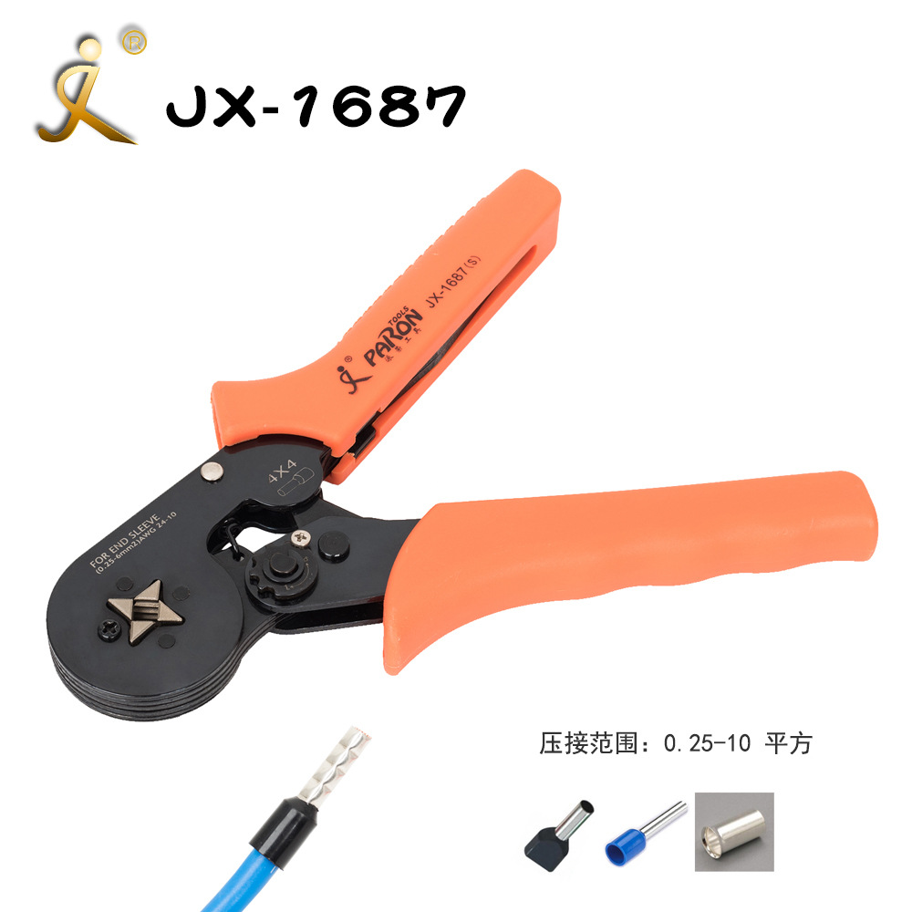 Alicates de crimpado de terminales tipo tubo HCS86-4, alicates de crimpado con trinquete que ahorran trabajo, alicates de cableado de terminales tipo manguito, herramientas para electricistas