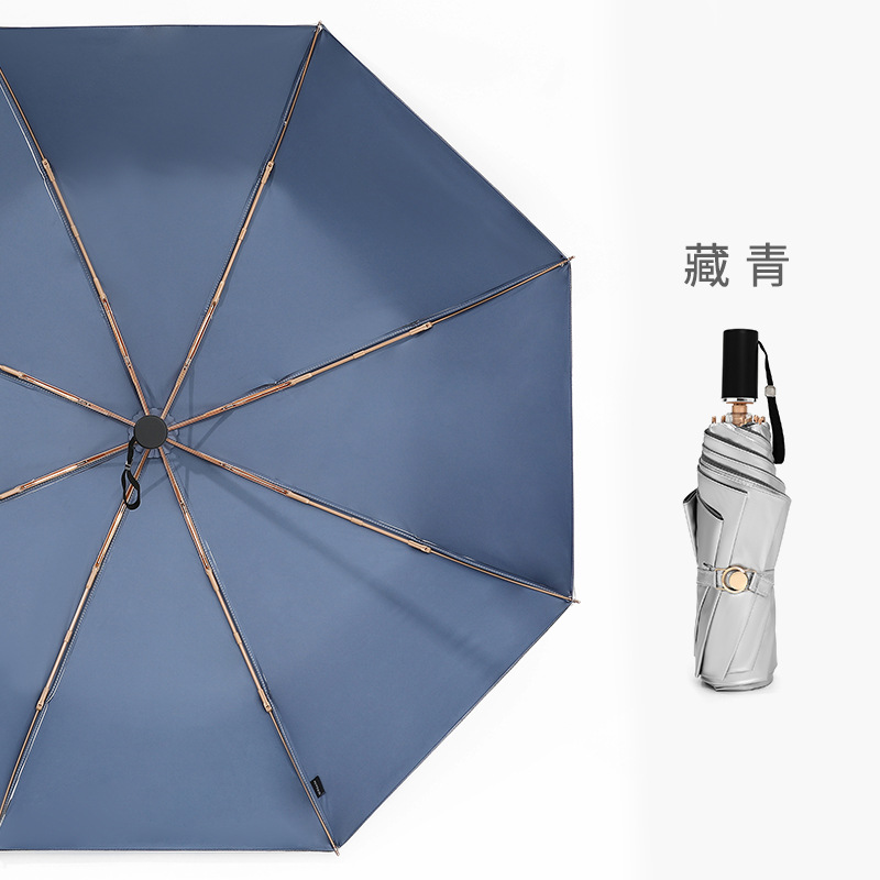 Sombrilla triple plegable de doble capa de plata de titanio, protección solar fuerte, protección UV, sombrilla plegable de doble uso para lluvia y sol, sombrilla de alto valor