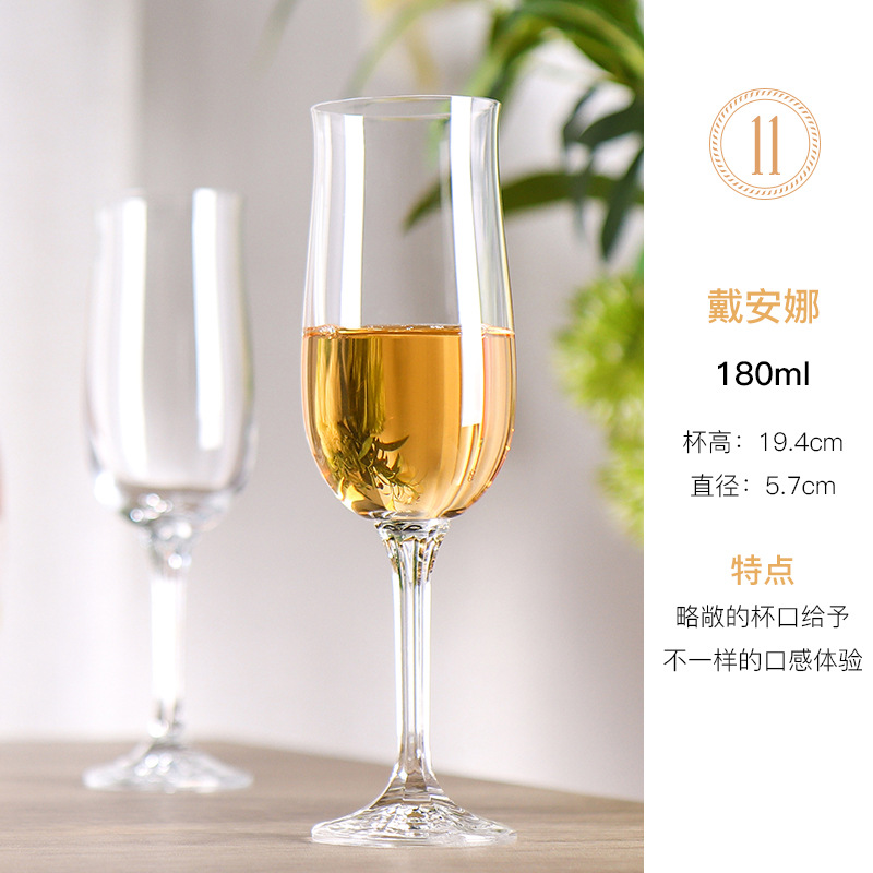 Ventaje de alto valor simple de importación checa sin plomo cristal taza de champagne taza de pies altos taza de champagne europea en forma de tulipan