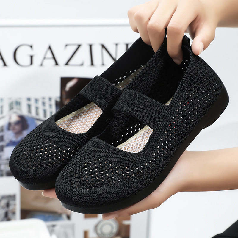 Zapatos mujer 2024 verano nuevo estilo de una pieza de pelo plano de fondo plano de tacón plano casual transpirable señoras hueca tejiendo zapatos de mujer