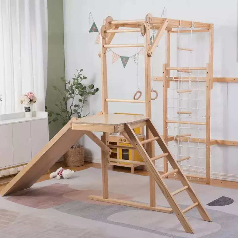 实木儿童攀爬架家用室内宝宝滑滑梯秋千组合玩具游乐场大型攀爬架