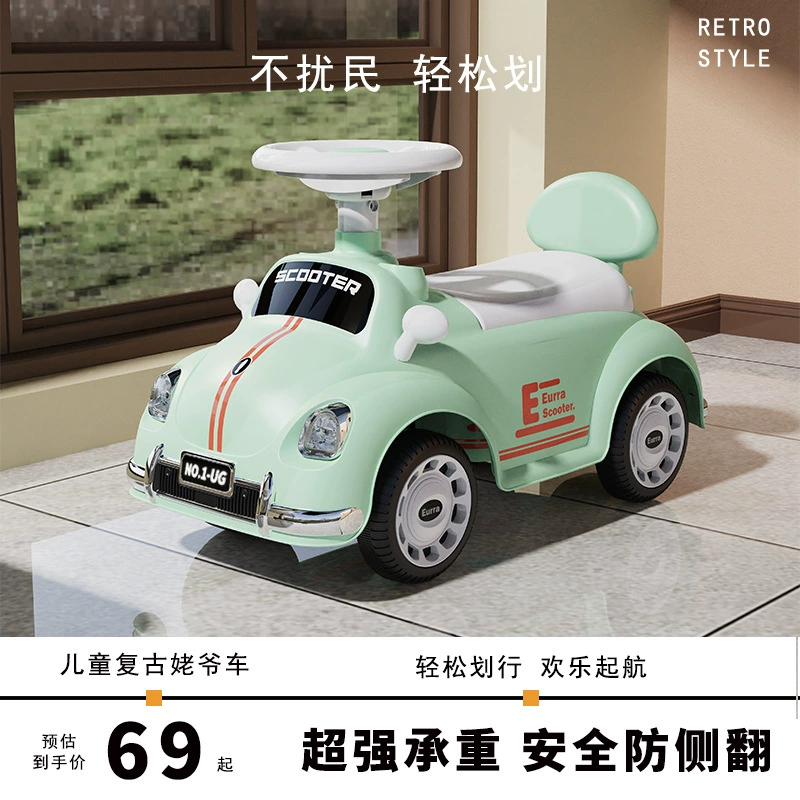 Беговел для детей 1–3 года ретро с защитой от опрокидывания