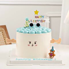 韓国インスタイルのかわいいクマの誕生日ケーキデコレーションハッピーバースデーカード漫画の目デコレーション