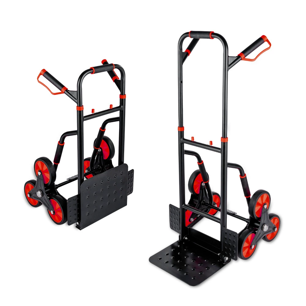 Стальная тележка для подъема по лестницам, сверхвысокой грузоподъемности, подходит для различных бытовых и коммерческих задач, высокопрочная тележка для инструментов с четырьмя колесами.