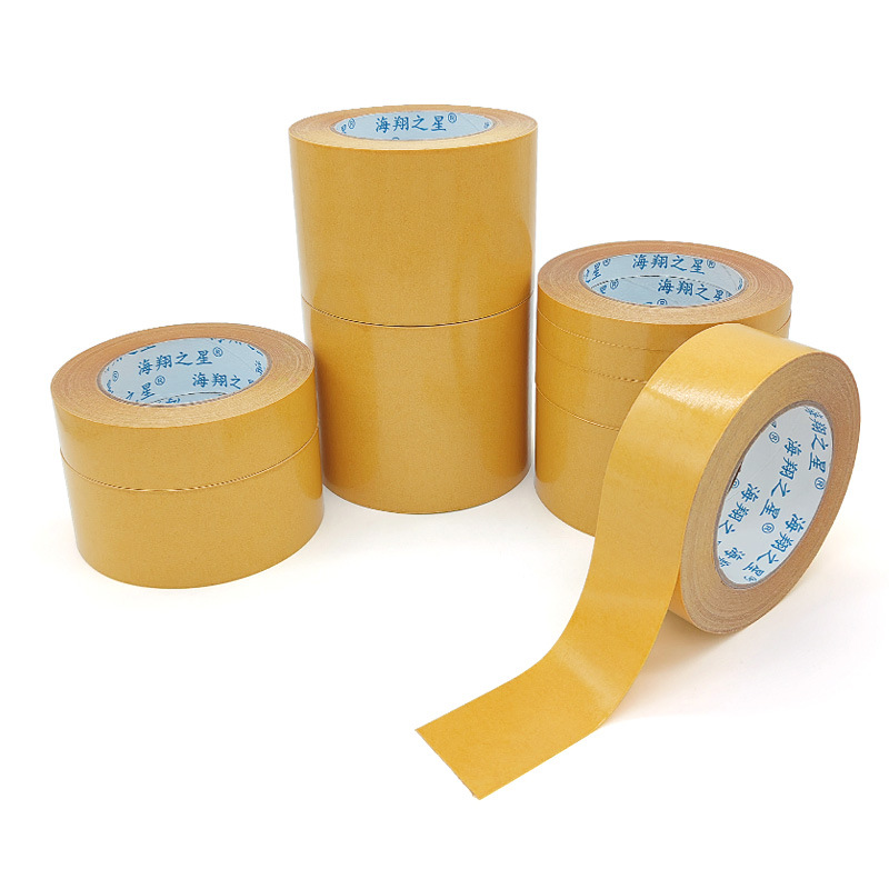 Adhesivo de doble cara transparente de malla de papel de cúrcuma al por mayor, fuerte, de alta viscosidad, sin residuos, adhesivo de doble cara de alta viscosidad a base de tela amarilla