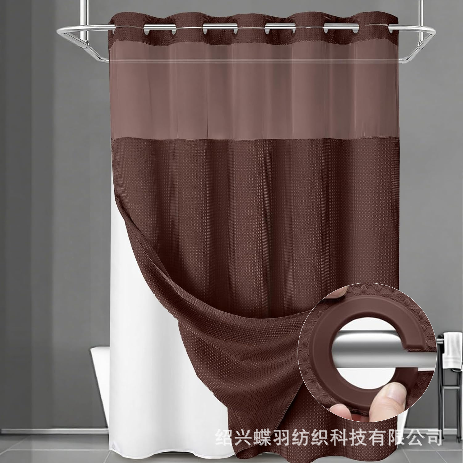 Cortina de baño Waffle doble anillo de poliéster cortina impermeable cortina de baño cortina de baño cortina de partición impermeable