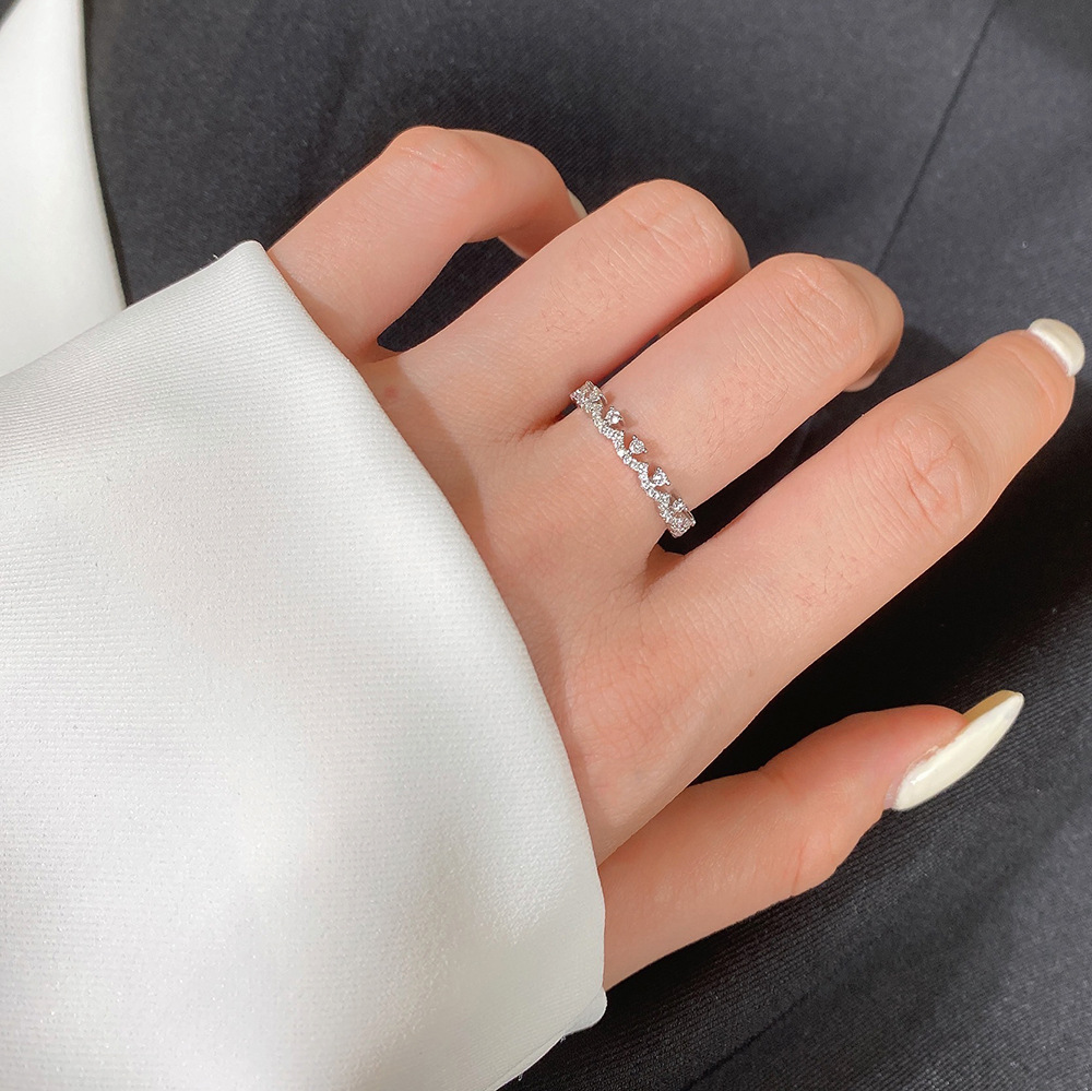 Fashion Geometric Sterling Silver Inlay Rhinestones Rings