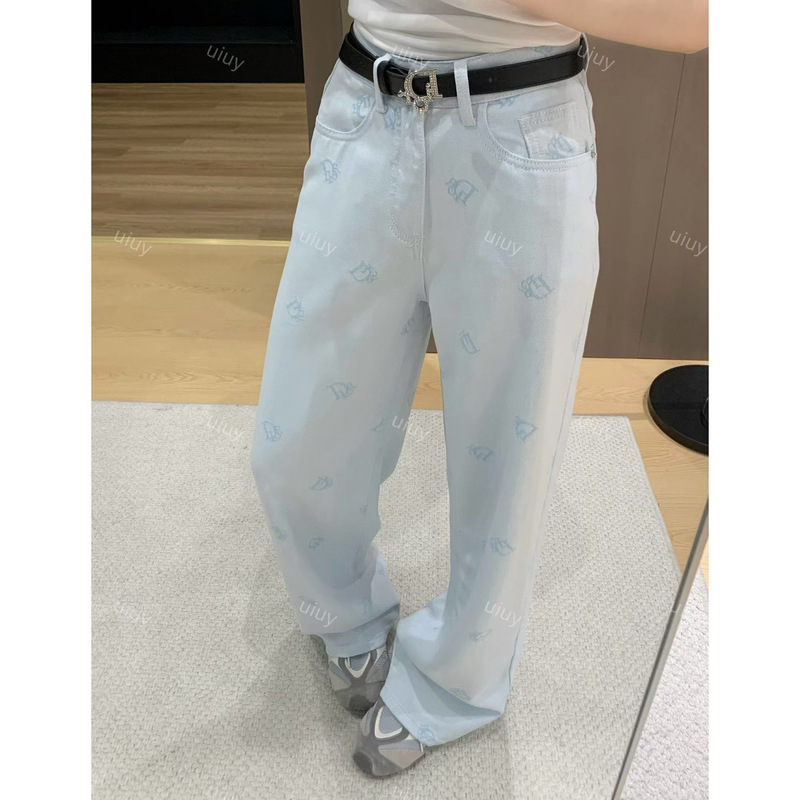 Uiuy High-Waisted Jacquard Tencel Straight Wide-Leg Pants for Women 2026 Summer New Style Loose Slimming Versatile Floor-Length Jeans Uiuy High-Waisted Jacquard Tencel Straight Wide-Leg Pants for Women 2026 Summer New Style Loose Slimming Versatile Floor-Length Jeans