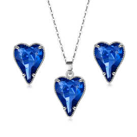 卡诗饰品  2021热款海洋之心耳环项链套装 源头工厂一件批发