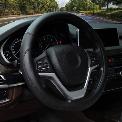 Cross-border soft car steering wheel cover, non-slip, suitable for all seasons, wear-resistant and durable, a popular foreign trade product (Steering wheel cover) - black-38cm
