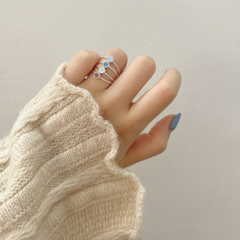 Plating, Inlay Design 925 Sterling Silver Crystal Round Rings
