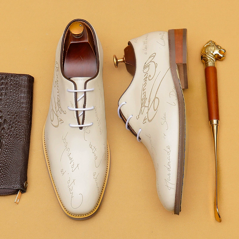 [Vip исключительно] tiktok внешняя торговля взрывные кожаные мужские туфли с резьбой оксфордские туфли для бизнеса белые кожаные туфли