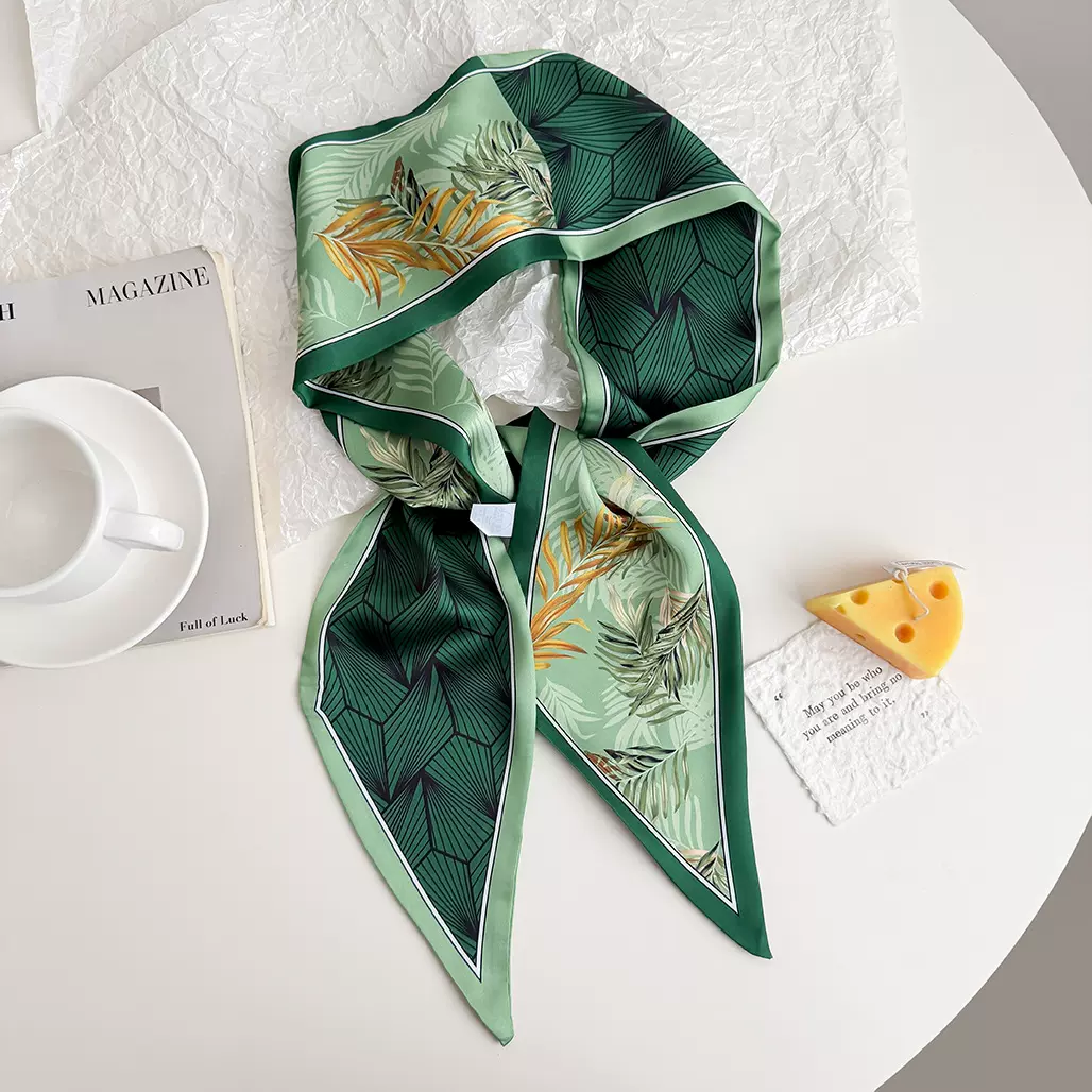 大斜角长条丝巾女高端春秋夏季黑色护颈围脖搭配衬衫飘带丝带领带