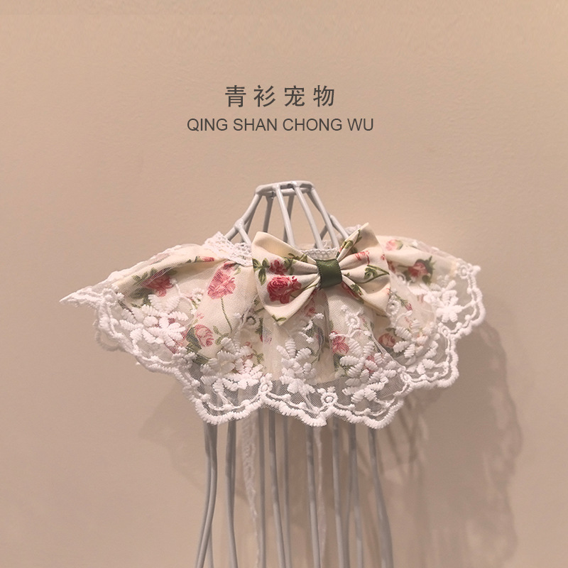 【Qingshan Pet】オリジナルレース犬猫プリンセス風唾液タオルペットかわいいラグドールスカーフ|undefined