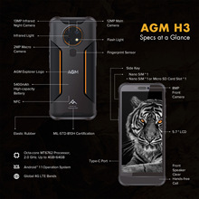 AGM H3 5.7寸 4+64G MT6762 2.00GHZ 八核标配 智能手机 香港交货